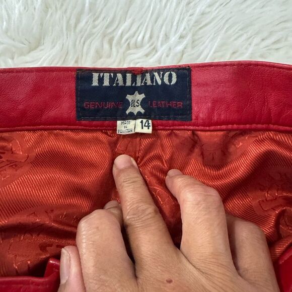 Milano Women’s Vintage Bold Red Leather Dress Pants Size 14 High Rise - Picture 6 of 12